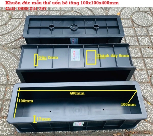 Khuôn đúc mẫu thử uốn bê tông 100x100x400mm