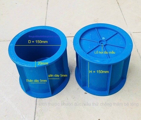 kích thước khuôn đúc mẫu thử chống thấm bê tông
